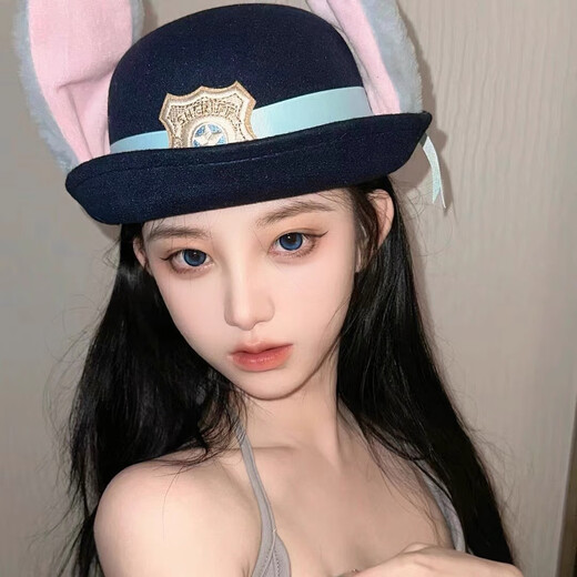 Judy Hat Rabbit Police Officer Headwear Cos Costume Zootopia Children's Top Hat Headband Universal Studios Show Judy Hat Adult Version (57cm)