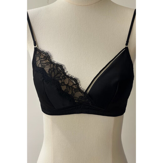 AIMER HOME French lace wire-free underwear for boyfriend and husband, black suit 70A 32B