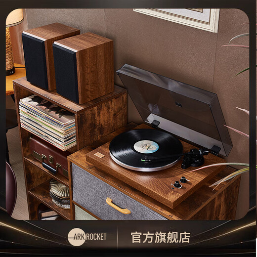 ARKROCKET CASINI retro Bluetooth vinyl record player professional-grade LP film gramophone split type with audio moving magnetic needle machine birthday gift ornament walnut brown