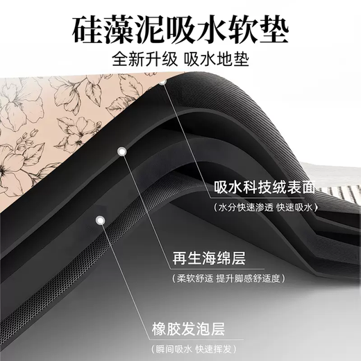 Yusenyi Bathroom Floor Mat Diatom Mud Water-Absorbent Anti-Dirty Soft Cushion Toilet Bathroom Door Non-Slip Carpet Household Quick-Drying Foot Mat Ancient Scroll Agarwood Special Shape (Xindong Bathroom Combination Pack) 45x70cm Special Offer 2 Pieces