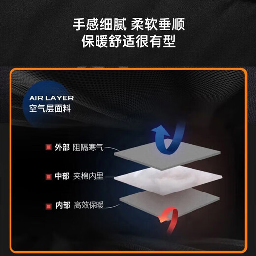 Pull back cotton coat men's winter thickened mid-length coat men's hooded warm cotton jacket cold-proof cotton coat black L