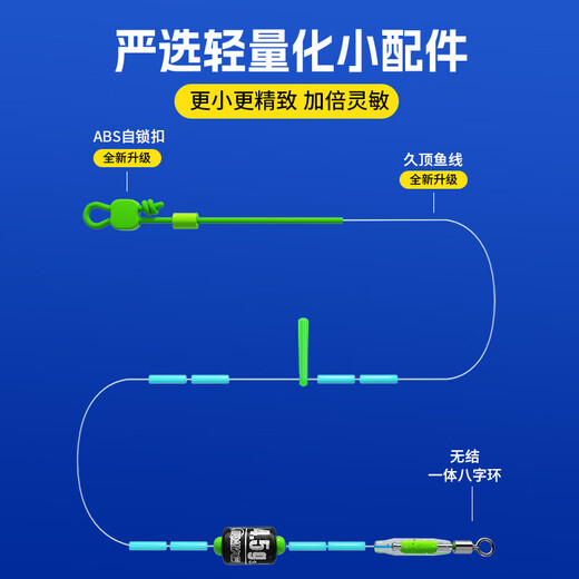 Jiuyan's complete knotless line composition main line strong tensile strength Jiuding fishing line genuine full set fishing crucian carp main line set completely knotless line set 4.5 meters, the pulling force is increased by 20% No. 2.0