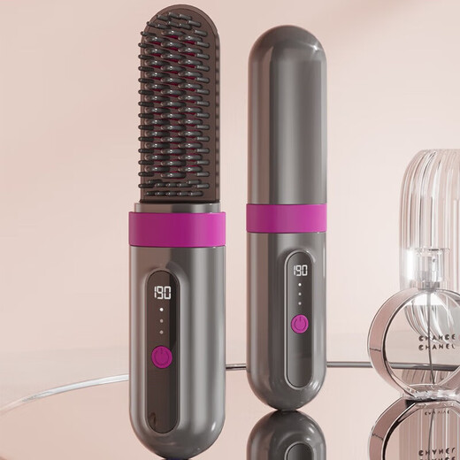 OVL wireless hair straightening comb, negative ions do not damage hair, portable straightening and curling iron, dual-purpose straight plate clip, fluffy hair care, one-comb and smooth electric comb, high skull artifact, wireless charging flagship model, 3 levels of negative ions + 30-day free trial
