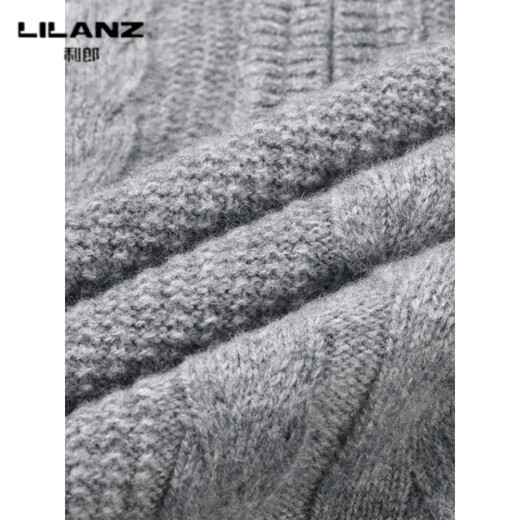 Lilang 520g thickened pure wool sweater men's half-high zipper collar jacquard sweater middle-aged dad wear thick woolen needle medium gray thickened 4XL (190)