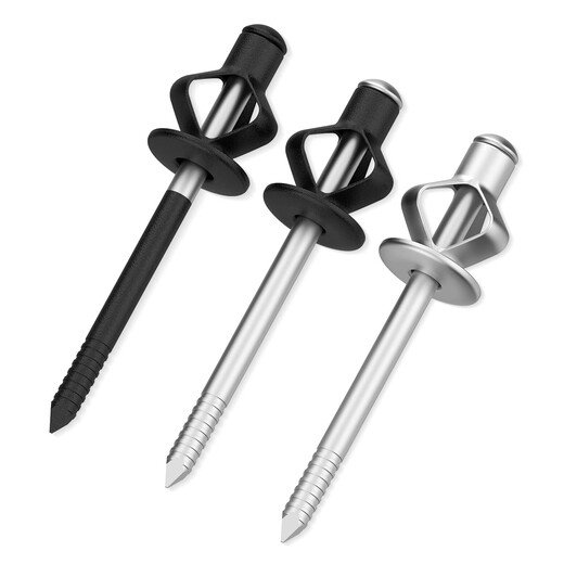 Jinggong lantern rivet aluminum core blind rivet three-prong round head rivet painted black decorative nail rivet 3.2/4/4.8 4*25*12 natural color large cap (200 pcs) Discount