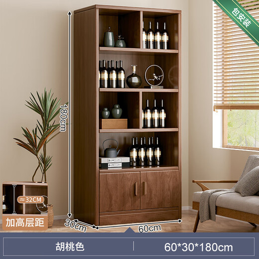 Zhong Zhang Gui solid wood ecological board wine cabinet wall-mounted living room display cabinet commercial wine rack 2024 new home new Chinese style door-to-door package installation thickened 15mm plate 60cm-Shenhu