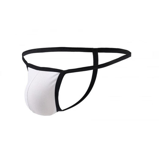 Universal summer men's single thong low-waisted fat bear 0 pure cotton mesh T-string large size sexy underwear exquisite temptation white M