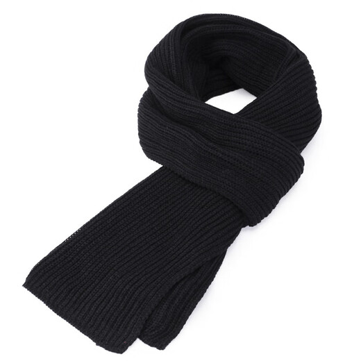 Scarf men's winter high-end solid color warm men's wool knitted scarf winter women's neck scarf hot sale in stock black 160-180cm