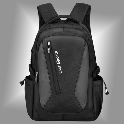 L&M Backpack Men's Backpack Business Casual Commuting Junior High School High School Bag College Student Computer Travel Travel Business Black With Mobile Phone Arm Bag + Watch + Pen Case