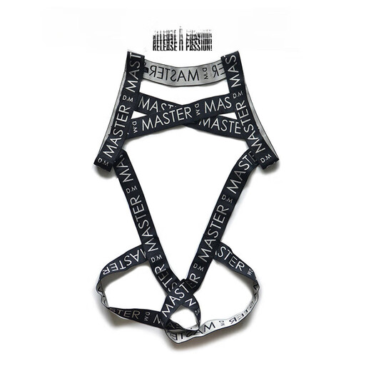 Universal DM men's jumpsuit thong ring letter shoulder straps sexy sexy ring underwear hollow personality gay gray lilac XL130-145Jin Jin equals 0.5 kg