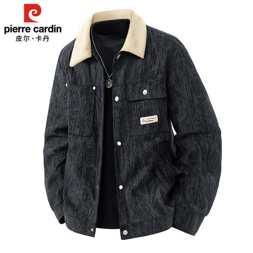 皮尔卡丹（pierre cardin）外套男秋冬季加绒保暖工装夹克潮流复古衣服男装 军灰加绒 XL