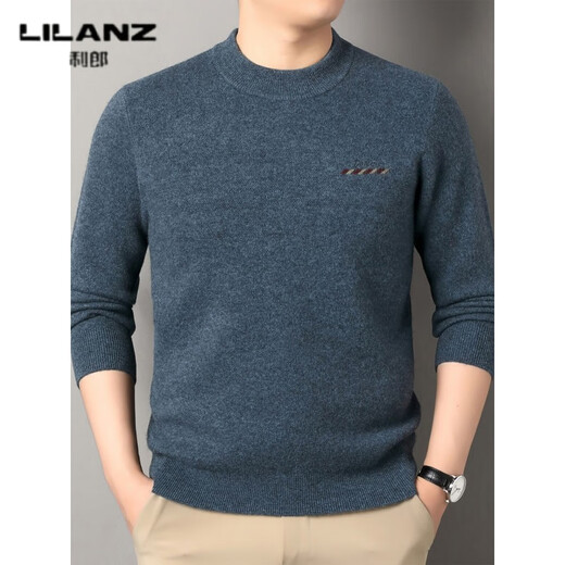 Lilan L Nuevo cárdigan grueso Jersey de punto con cuello redondo para hombre Suéter de lana de yak para hombre de mediana edad Suéter Haihualan engrosado 4XL (190)