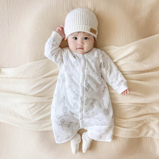 Spring and Autumn Baby Sleeping Bag Children's Winter Anti-Kick Quilt Warm Pajamas Men and Women Baby Padded Jumpsuit Pure Cotton Nightgown Bear Infested Warm Thin Cotton Sleeping Bag One Size 59cm
