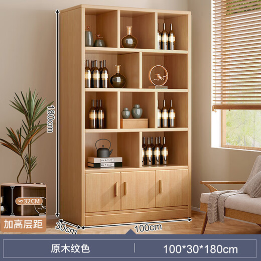 Zhong Zhang Gui solid wood ecological board wine cabinet wall-mounted living room storage display cabinet commercial wine rack 2024 new home new Chinese style door-to-door delivery thickened 15mm plate 100cm-log