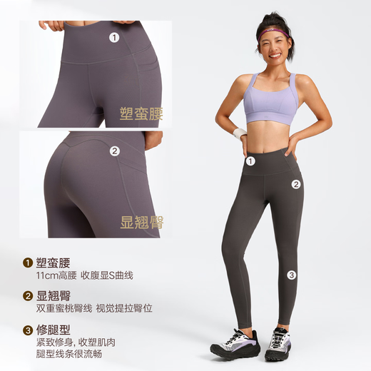 Jingyouyu German authentic Pilates yoga clothes, nude high-elastic yoga pants, high-waisted hip-lifting sports tight fitness clothes trousers, Haiyan gray five-point pants S