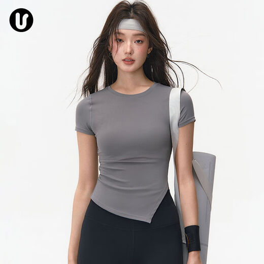 Sports short-sleeved women's 2025 new quick-drying breathable yoga clothing tops running fitness clothing Pilates training set Sweet Pear Smoothie Yellow Cool Feeling Quick-drying S S