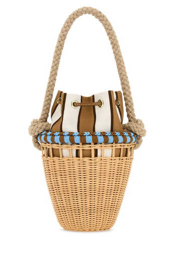 PRADA Wicker Drawstring Mini Bucket Bag Color Matching One Size