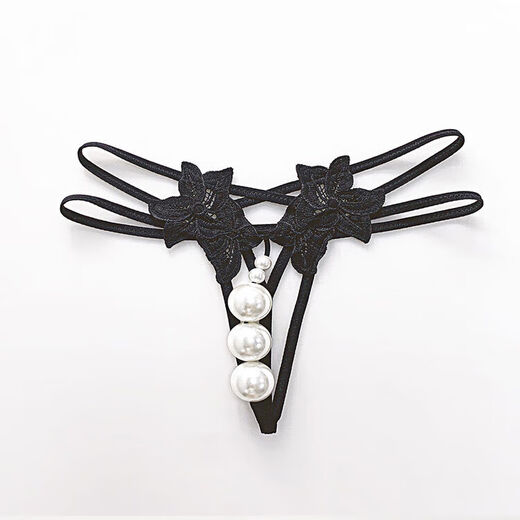 Universal large-size pearl underwear, enlarged one lace thong t-le vagina large particle necklace with pearls black 5 beads M recommended weight 80-120 Jin Jin equals 0.5 kg