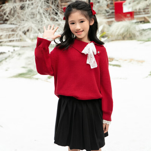 Bubble Orange (BUBBLE ORANGE) different parent-child clothing high-end family portrait New Year's clothing sweater autumn and winter for a family of three or four knitted father, son, mother and daughter red sweater/single piece 130 girls size 130 (recommended weight 45-55 Jin Jin is equal to 0.5 kg)