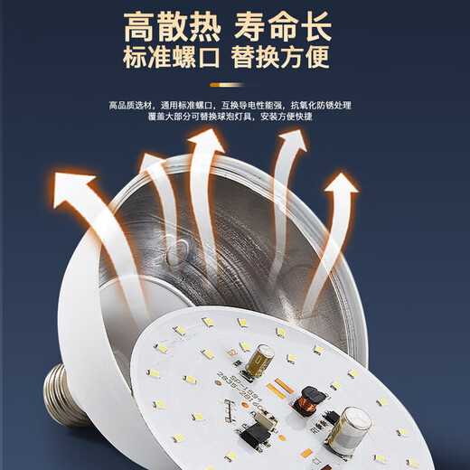 Philips (PHILIPS) led bulb high-power cylindrical bulb high-brightness warehouse bulb high color rendering e27 screw bulb 58w-white light 6000K one pack