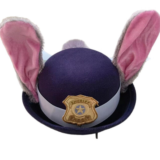 Taoyiyou Police Officer Judy Rabbit Ears Hat Zootopia Big Head Hat Headwear Suitable for Disney Amusement Park Judy Rabbit Children's Hat Navy Blue (Head Circumference 54CM)
