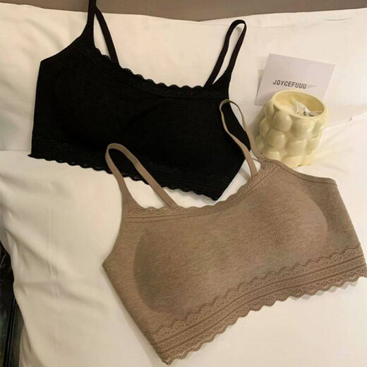 Clolv kissCK forest color lace underwear women's latex breathable fixed one-cup tube top women's push-up beautiful back camisole black + khaki quality version one size fits all 80-120Jin Jin equals 0.5 kg