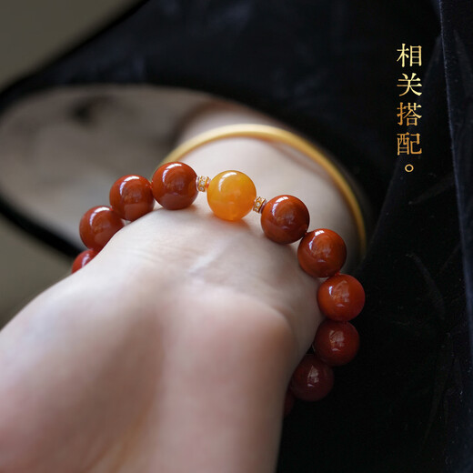 <Heyun>Natural Southern Red Agate Single Bead Pendant Women's Necklace 18K Gold High-end Red Gemstone Jewelry Heyun 14mm Southern Red 18K Gold Pendant with Free Silver Chain (Including Appraisal Certificate)