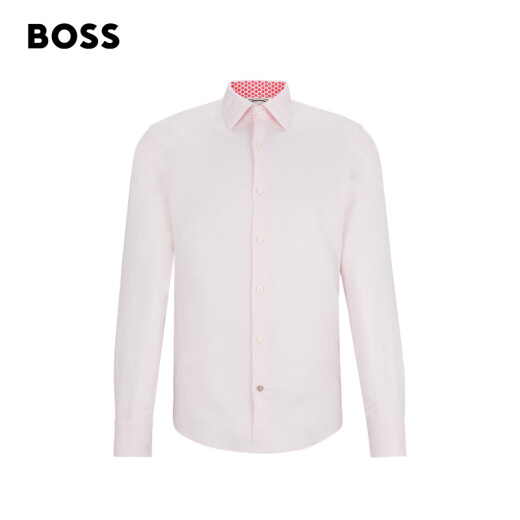 BOSS [Father's Day Gift] [Cool Commuter] Men's Casual Style Linen Blended Twill Shirt 688-Light Pink L (40)