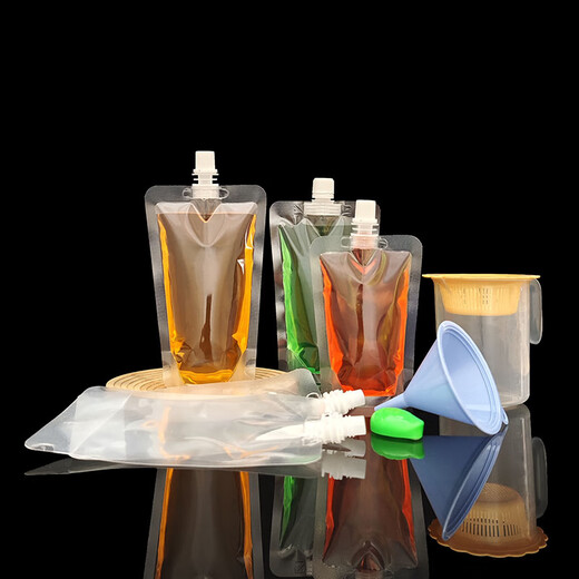 Shantou Lincun takeaway milk tea disposable packaged cold noodle soup bag beverage packaging bag soft water bag juice sealed spout bag large diameter 600ml extra thick 22C _ 1000 pcs 1000 pcs + 1 filling funnel