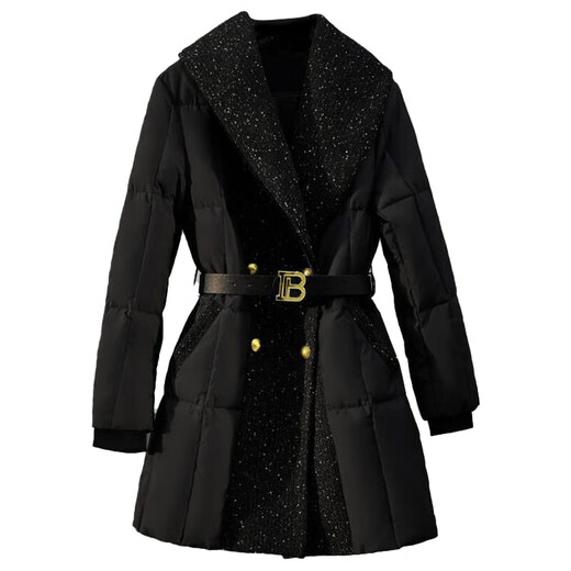 MOKITOUL2025TOUL High-End Suit Collar Slim Fit Women's Mid-Length Style 2025 New Winter 2025 Black S