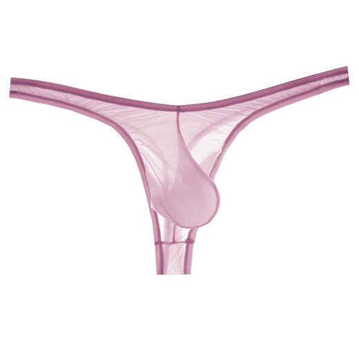 Ayi underwear men's thong sexy and hot ultra-thin ice silk transparent fully see-through seamless sports low-waist pure desire sexy T-pants purple L