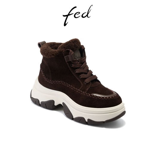 FED increased casual boots winter new women's boots plus velvet short boots thick-soled snow boots women's model S1104-YAB016