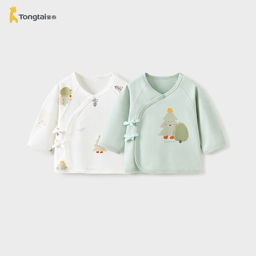 Tongtai (TONGTAI) baby tops spring and autumn pure cotton newborn clothes newborn baby monk clothes boneless full moon clothes green 52cm