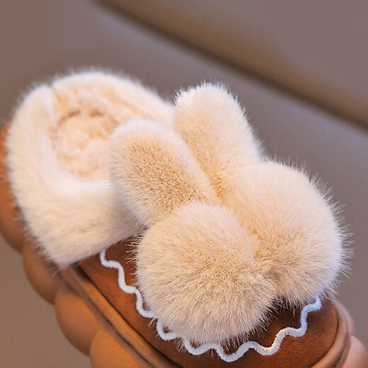 Tiaodegao Children's Cotton Wool Slippers Winter Cute Rabbit Slippers Girls Home Indoor Shoes Warm Cartoon Cute Floor Shoes Pink Size 26/27 Inner Length 16CM Suitable for Foot Length 15CM