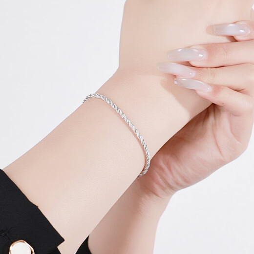 Wanfulong platinum PT950 simple and fashionable twist platinum bracelet light luxury niche exquisite women's model 2025 new style gift 10.7g 19cm