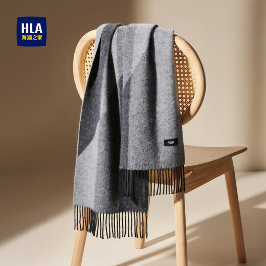 Heilan House Men's Scarf New Style Pure Wool Warm and Cold-proof Gift Versatile Gift Box for Boyfriend Autumn and Winter New Year Fashion Trend Style 1 - Sky Gray One Size