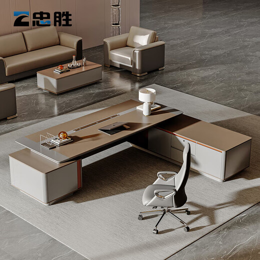 Office furniture new light luxury CEO desk boss desk E0 level environmental protection boss desk chairman office desk and chair 2.0m boss desk-password lock/no light
