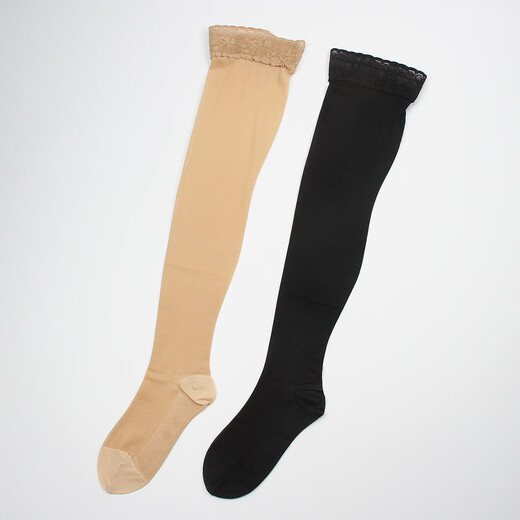 Summer thin first-level pressure venous elastic varicose socks, but smooth and beautiful leg long-tube over-the-knee compression socks new style (non-silicone thin long-tube open toe/skin color S