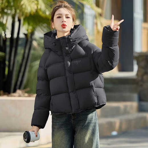 LISM shopping mall same model high-end down jacket puff down jacket women's style popular today for small people thickened warm bread glacier white S recommended 100-125 Jin Jin equals 0.5 kg