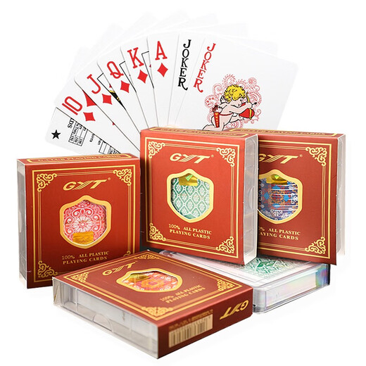 Hengxi Gyt Plastikspielkarten doppelseitige matte PVC-Anti-Falt-Waschmaschinen-Gold-Kunst-Poker verdickte Verschleiß-resistente High-End-Brücke GYT688 Blue One (6 Paare)
