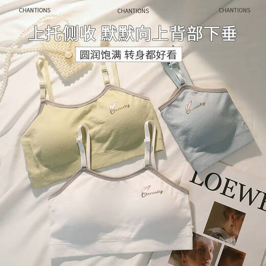 Clolv kiss丨Development period underwear for women with small breasts, push-up, shock-proof, small breast straps, beautiful back, pink + white, 2 pieces, S suitable for 50-70Jin Jin is equal to 0.5kg