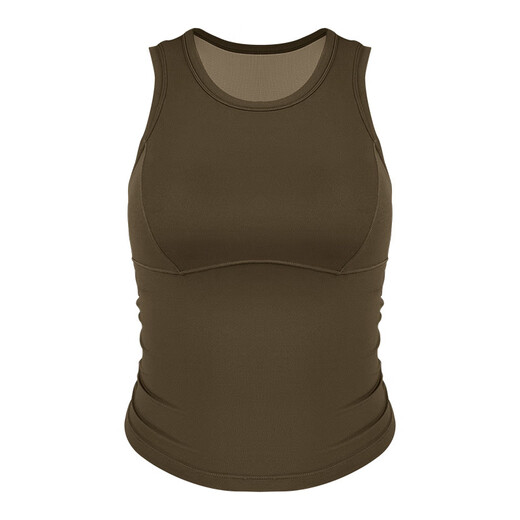 Women's Sports Bra Shockproof Push-Up Yoga Vest Women's Summer New Pilates Top Breast-Reducing Fitness Bra Heather Gray (Integrated Coaster) L