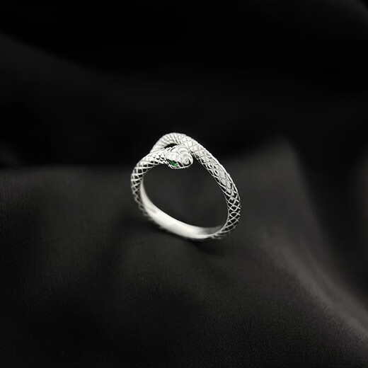 Mansheng 999 Pure Silver Exquisite Little Spirit Snake Index Finger Open Ring Women's Ring Personalized Fingertip Accessory Tail Ring Niche Design Spirit Snake Ring 999 Pure Silver