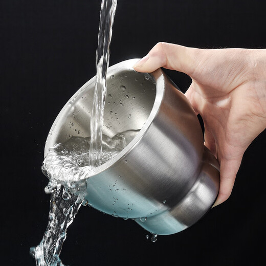 Aoyanlai 304 stainless steel masher, household grinder, manual garlic masher, garlic crusher, grinding bowl, tablet pounding jar, 304 stainless steel (small straight body 10CM) grinding bowl