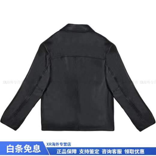 COACH модная и универсальная модная однотонная мужская кожаная куртка с острым воротником на молнии и длинными рукавами, черная, рождественский подарок, черный M