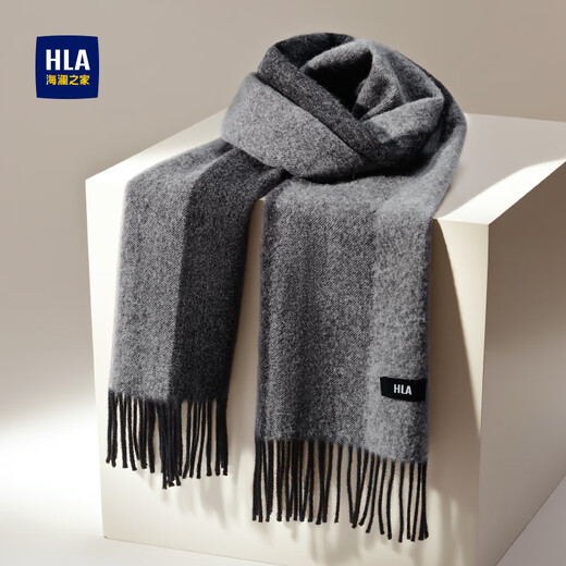 Heilan House Men's Scarf New Style Pure Wool Warm and Cold-proof Gift Versatile Gift Box for Boyfriend Autumn and Winter New Year Fashion Trend Style 1 - Sky Gray One Size
