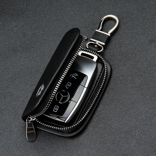 LEOEZYA genuine leather key bag for women and men unisex c200l new E-class e300S350 genuine leather car key protective cover light gray