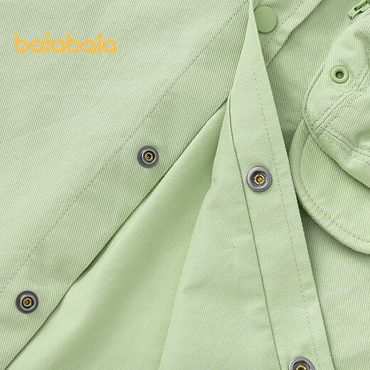 Balabala children's clothing children's long-sleeved shirt boys spring loose lapel shirt front chest pocket top pink green 40339 90
