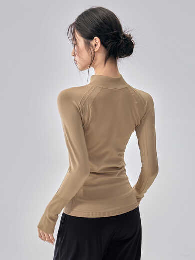 Ling Yuxun Fitness Girl Seamless Yoga Jacket Stand Collar Slim Fit Pilates Long Sleeve Autumn and Winter New Sports Top White S