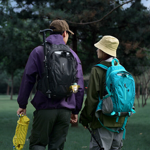 Hiking bag, outdoor professional backpack, trekking pole fixed, lightweight hiking bag, travel multi-functional backpack, sports bag, obsidian black (classic stain-resistant)